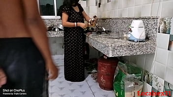 Hot wife sex red dress kitchen